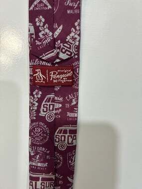 Original Penguin Burgundy SoCal Surf Culture Skinny Tie